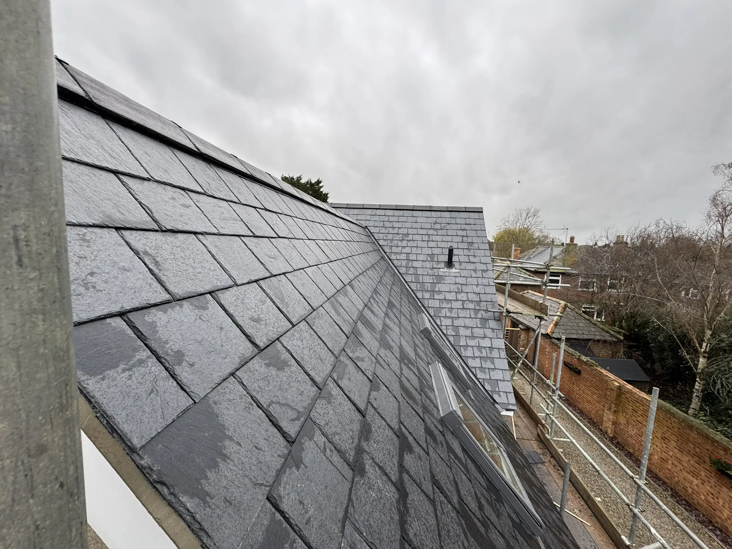 Finished roof slate detail on a new build